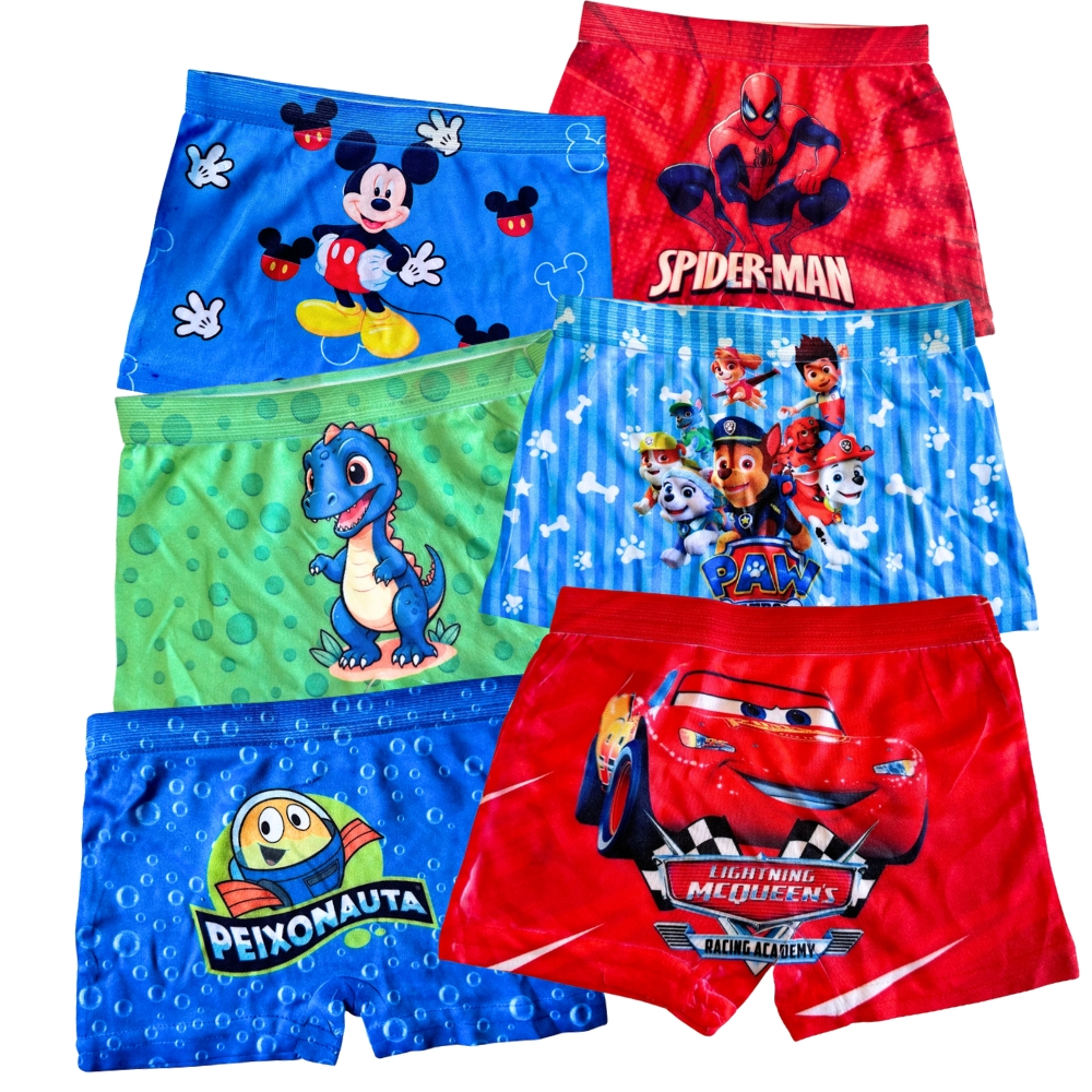 Kit 5 10 Cuecas Boxer Menino Estampadas Sublimadas