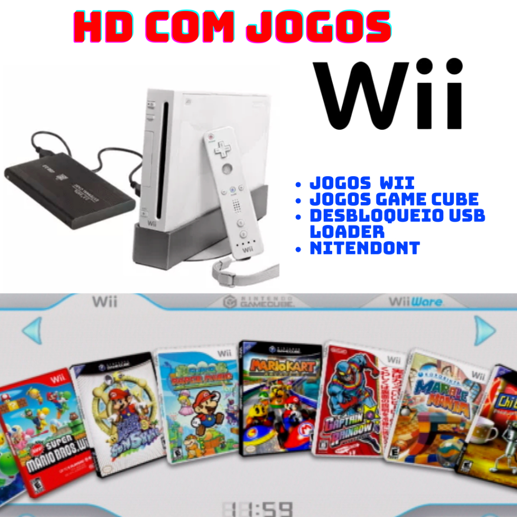 HD COM 140 JOGOS NINTENDO WII