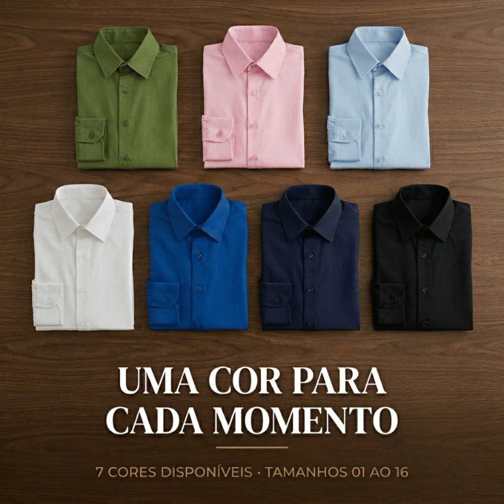 Camisa Social Infantil Manga Longa Menino Festa Ca