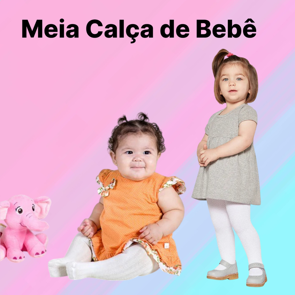 Kit 2 Pares De Meia Calça Para Bebês Infantil Pa