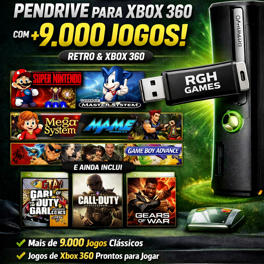 Pendrive para Xbox 360 RGH com Mais de 9.000 Jogos