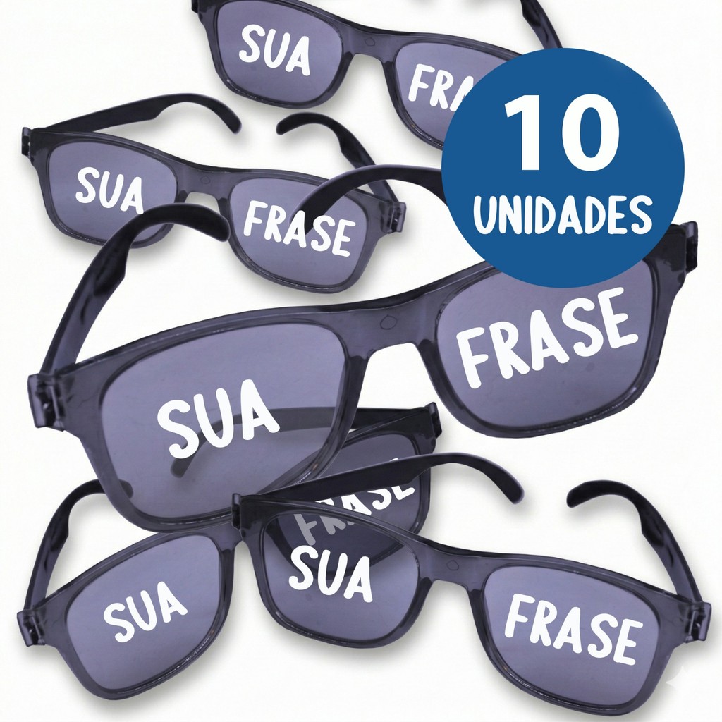 Kit 10 Óculos Fumê Cristal Personalizado com Sua