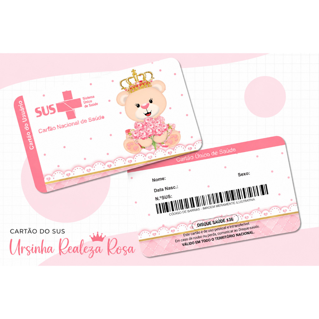 Cartão SUS Personalizado Plastificado Bebê ̵