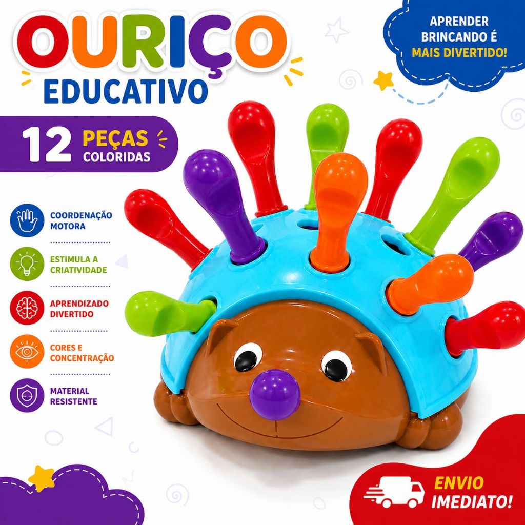 Ouriço de Brinquedo Infantil Educacional Encaixar