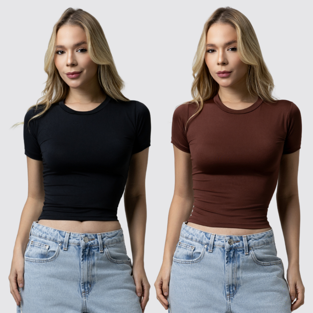 Kit 2 Baby Tee Feminina – Blusa Slim Fit Man