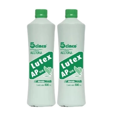 KIT C/ 2 ACETONA LUTEX AP 5CINCO 500ML REMOVEDOR D