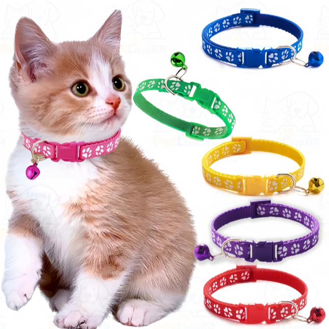 Coleira para Cães e Gatos com Sino Ajustável, C
