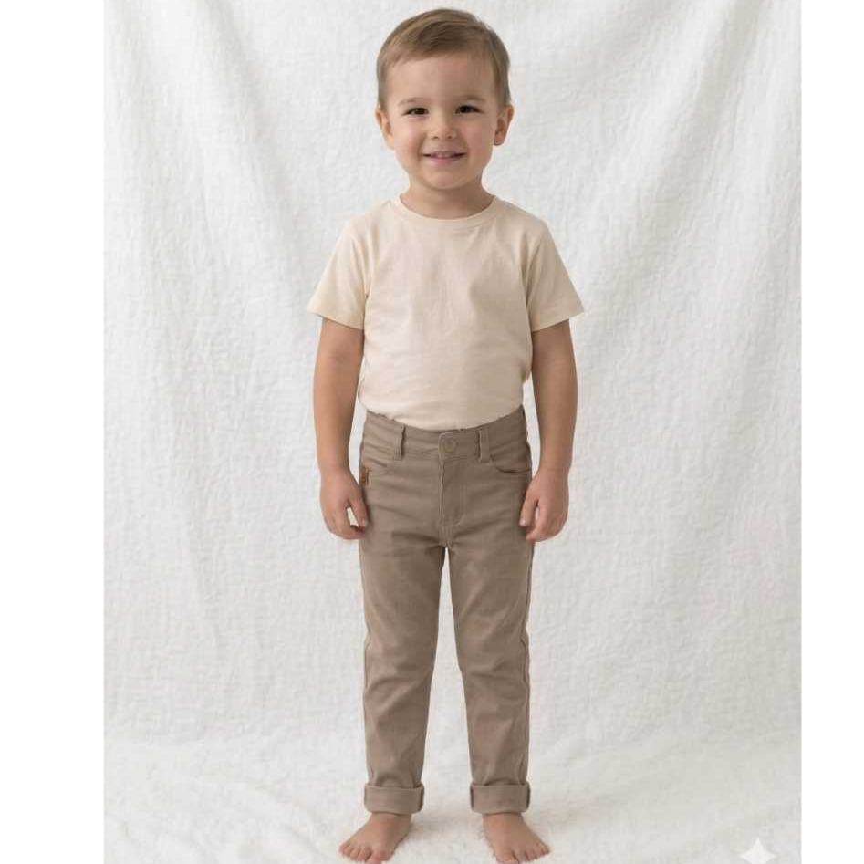 Calça Infantil Masculina Sarja Com Elástico Regu
