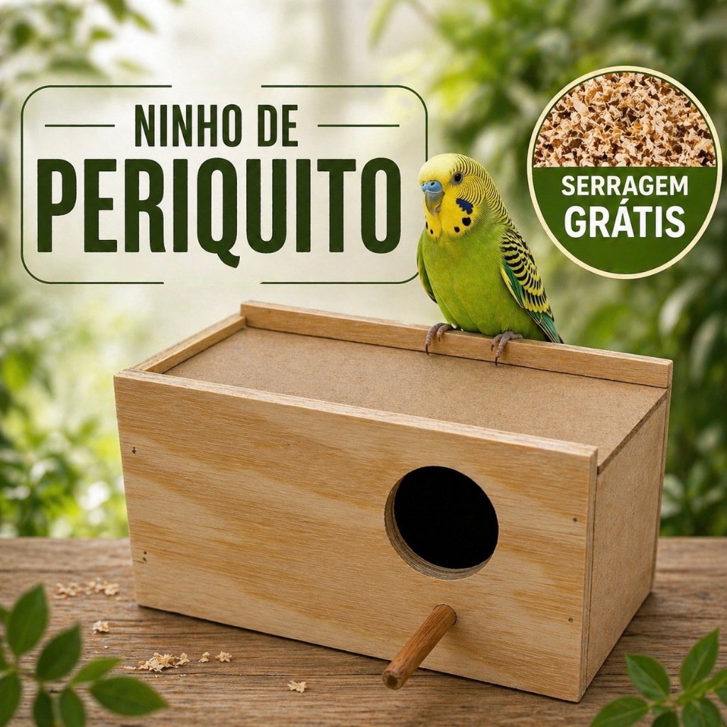 Ninho para Passaro Passarinho Periquito Com Ninho 