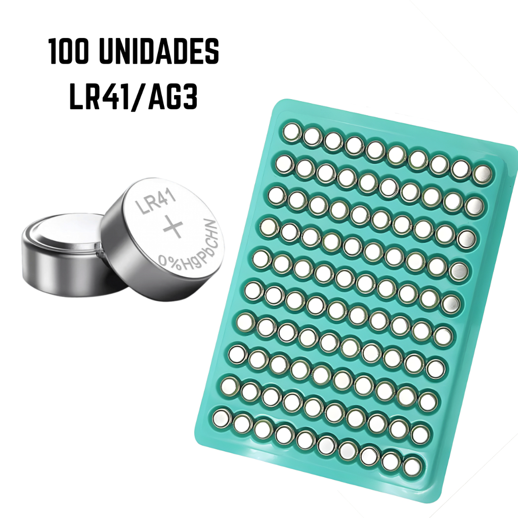 Kit 100 Baterias LR41/AG3 1.5V Bateria Botão Rel�