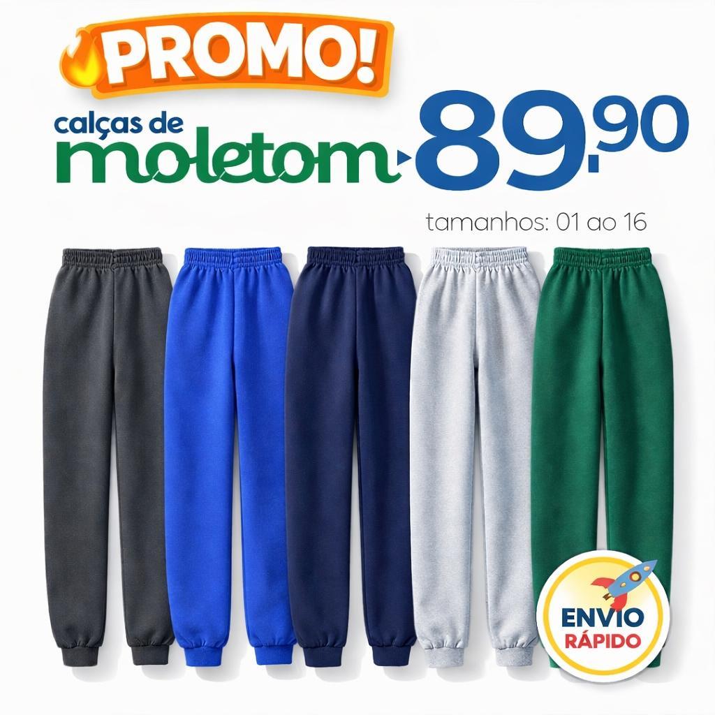 KIT 5 Un Calça Moletom Infantil 1 a 16 anos unis