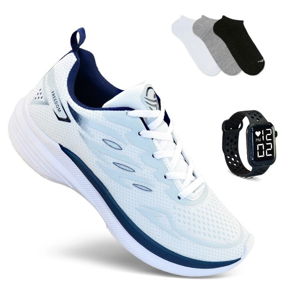 Tenis Masculino + Relogio + 1 Par de Meia Esportiv