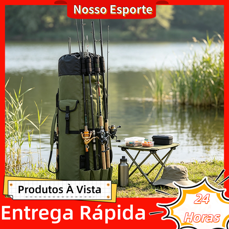 Bolsa cilíndrica ao ar livre bolsa vara de pesca 