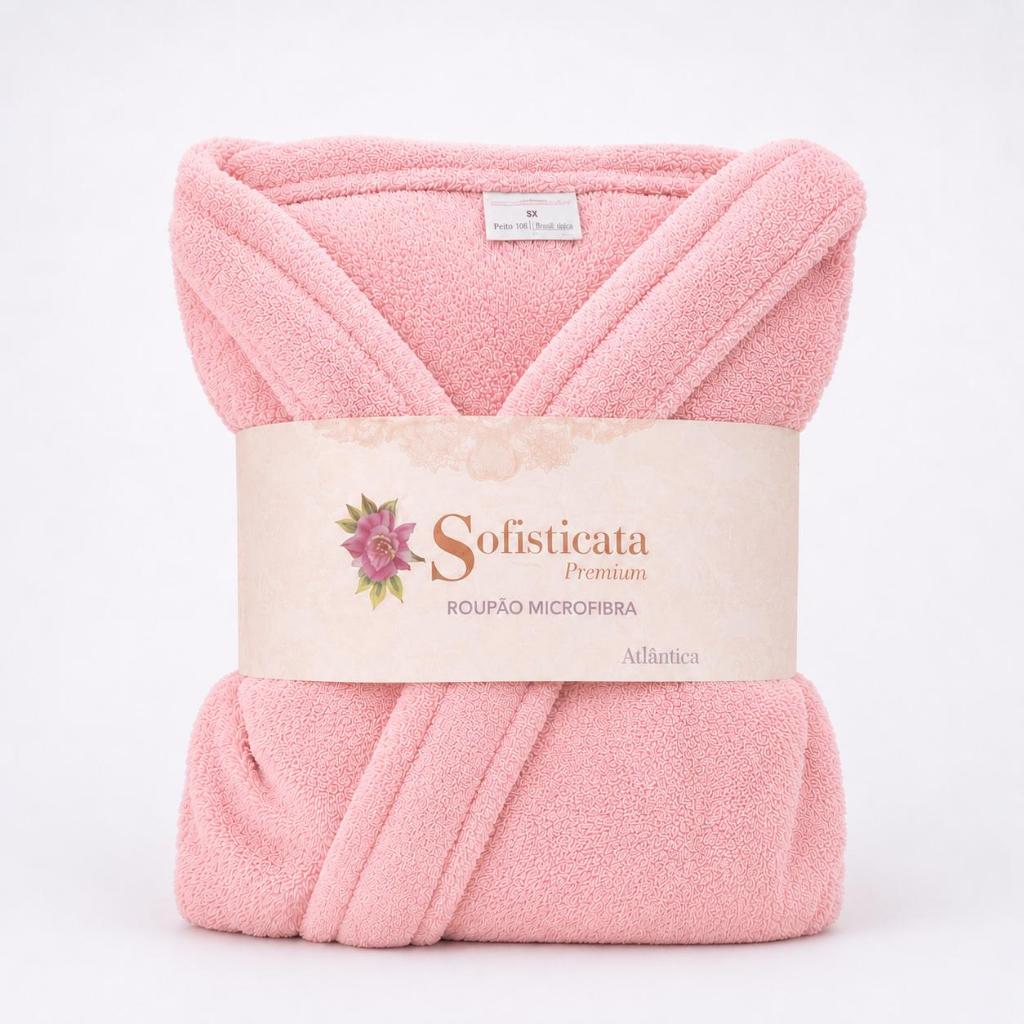 Roupão Microfibra Feminino Toque Macio Manga 3/4 