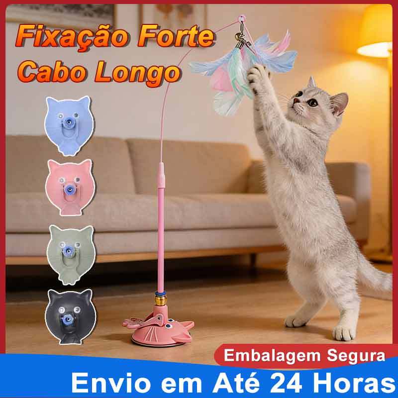 Brinquedo Interativo para Gato com Ventosa Penas,