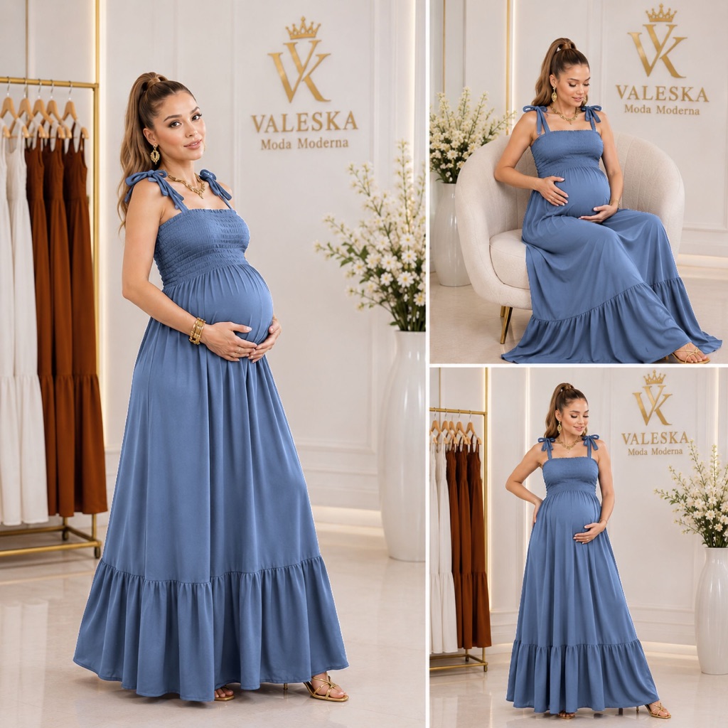 Vestido Longo Feminino / Gestante / Duna Premium v