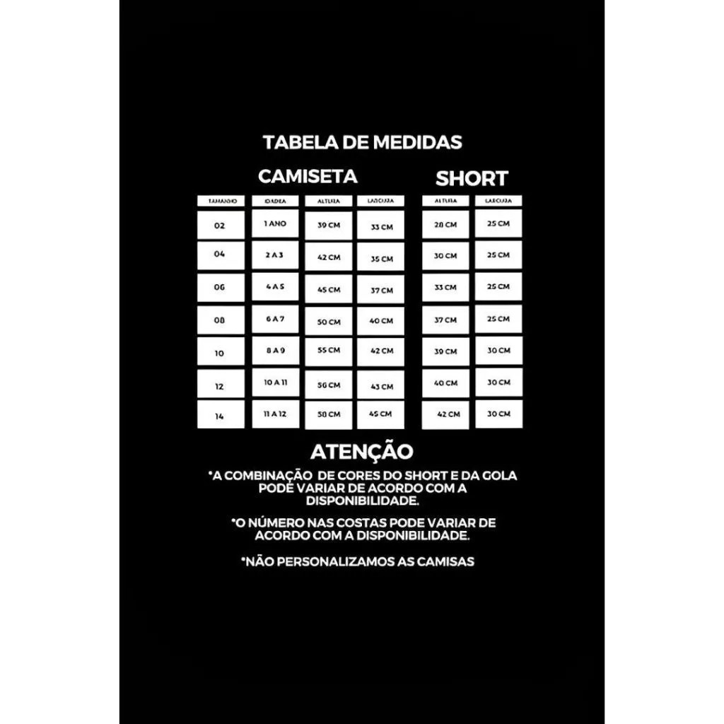 Kit conjunto futebol infantil internacionais 02 a 