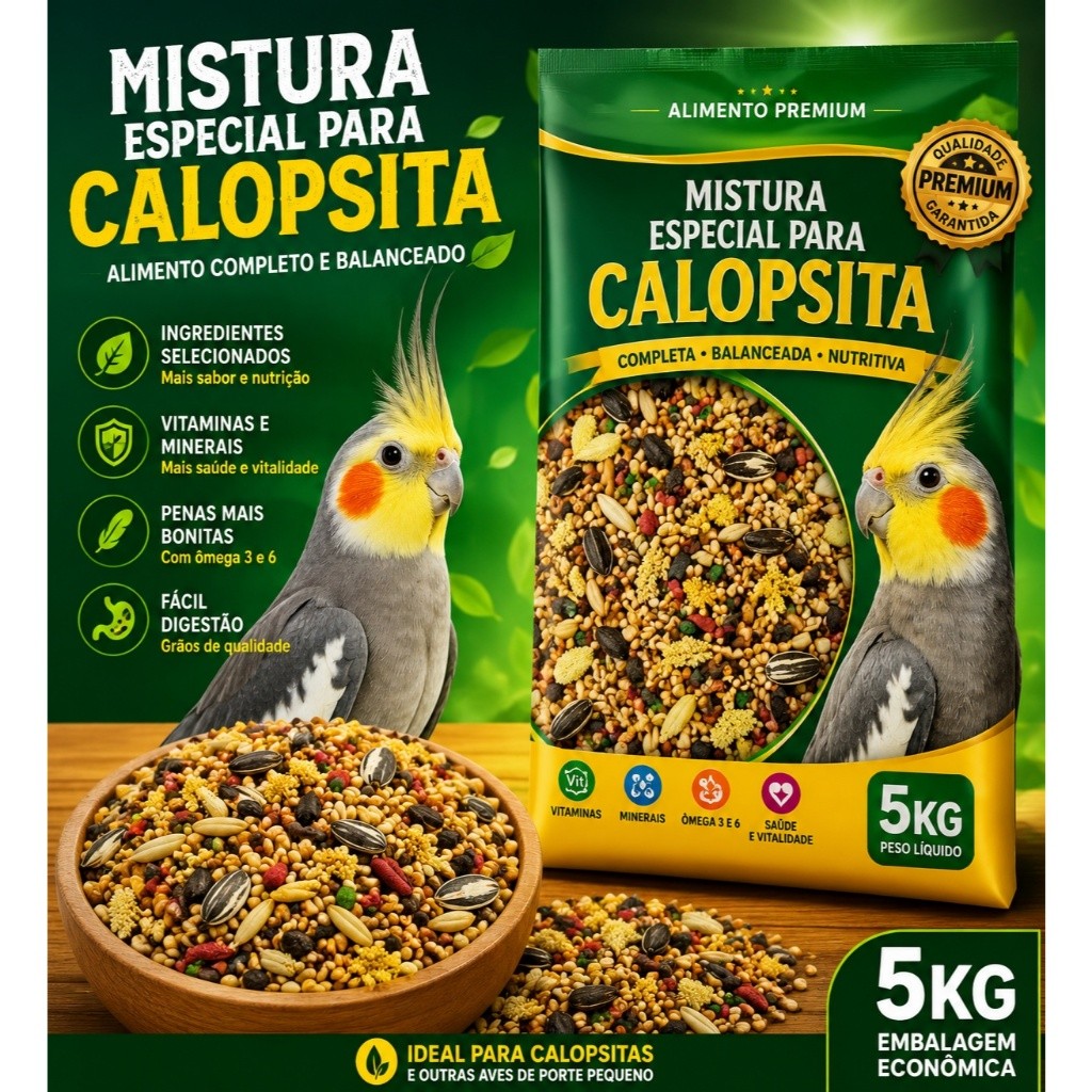 5KG MISTURA ESPECIAL NATURAL PARA CALOPSITA, AGAPO