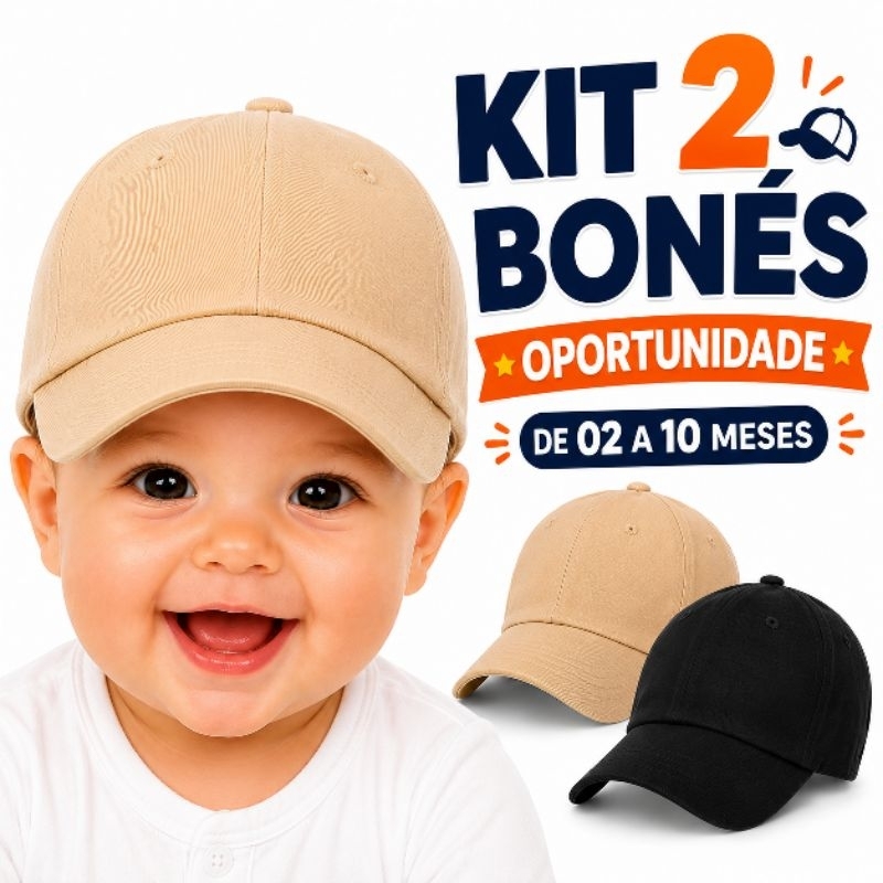 Kit 2 Bonés Bebê Menino Menina Com Elástico Reg