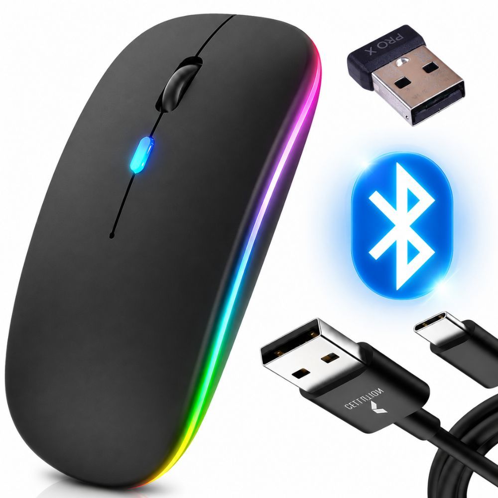 Mouse Sem Fio Recarregável Bluetooth E Usb 2.4g R