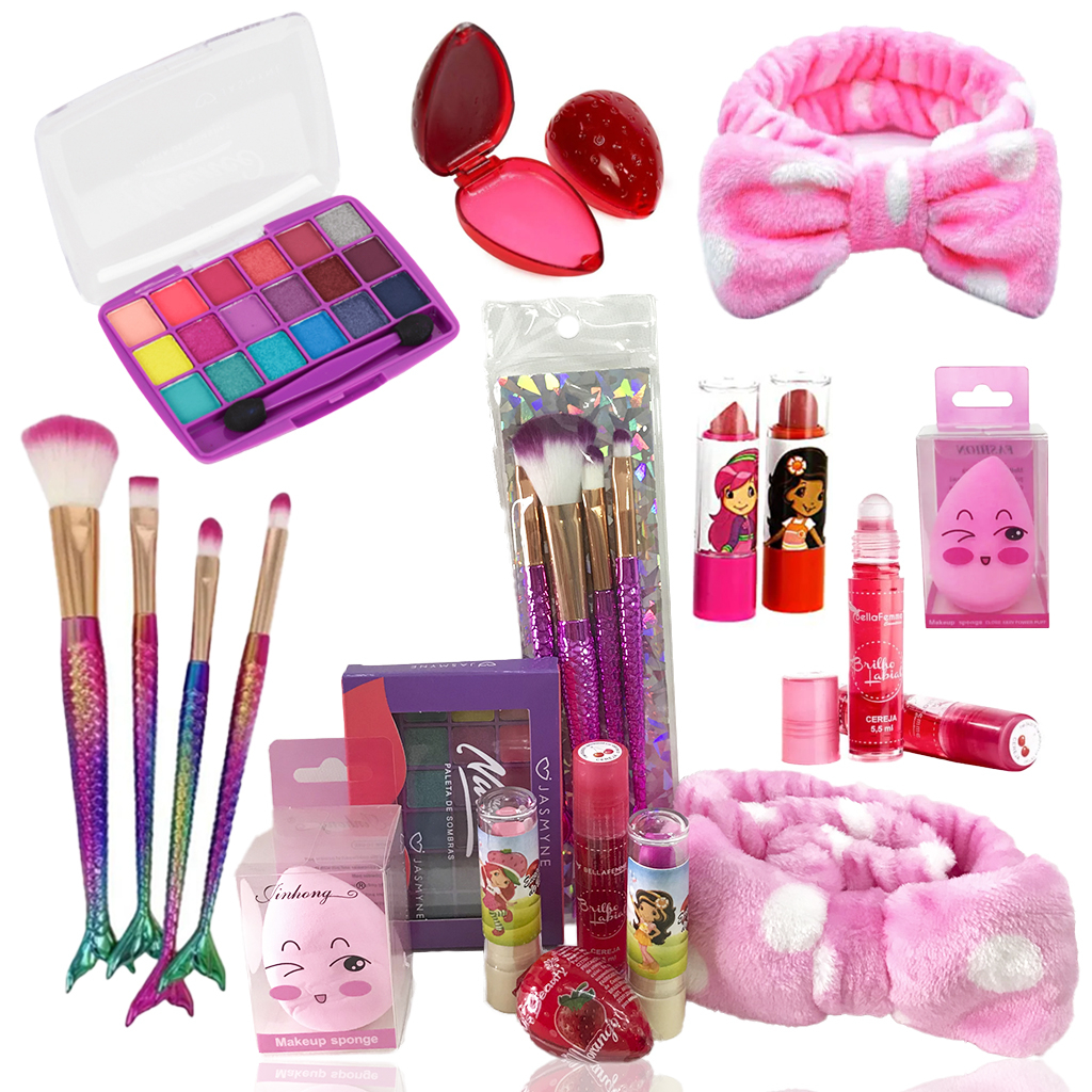 Kit de Maquiagem Infantil Completo Pincel Sereia B