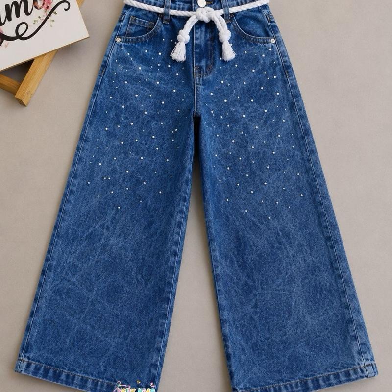 Calça Jeans Wide leg Infantil juvenil para menina