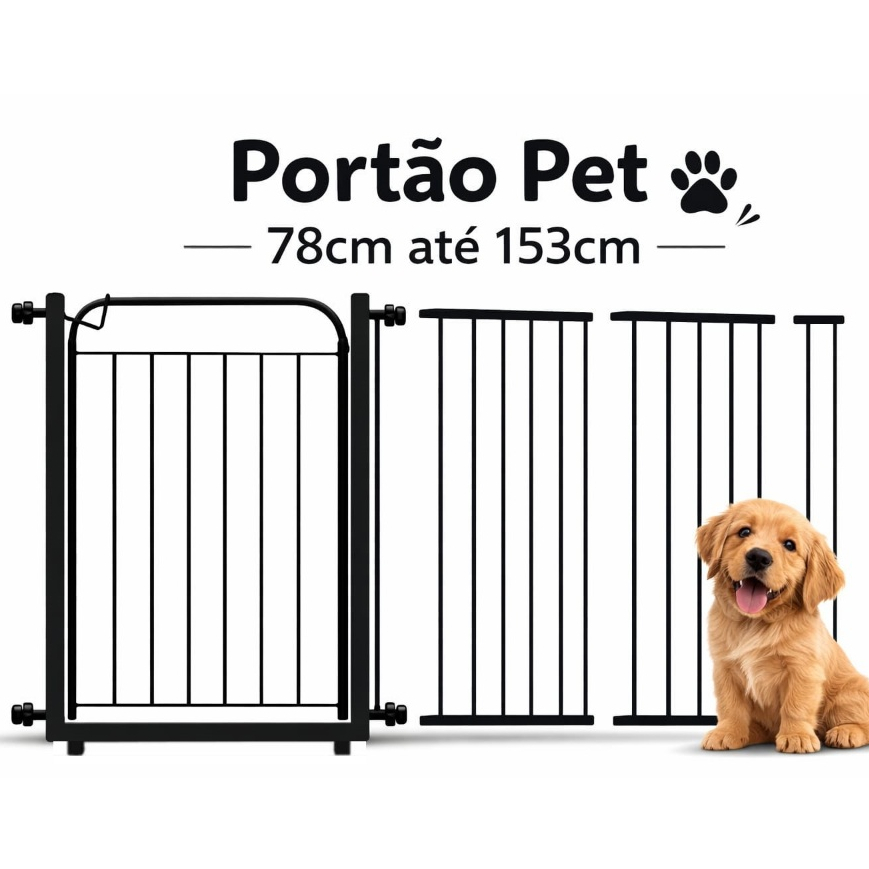 Portão Pet Grade Para Cachorro ( 78CM ATÉ 153CM 