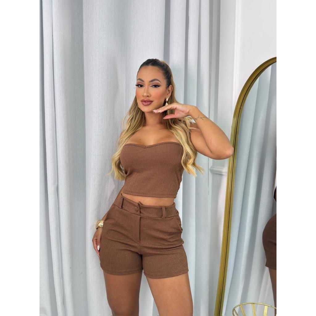Conjunto Mabel  Coração Top Cropped Tomara que C