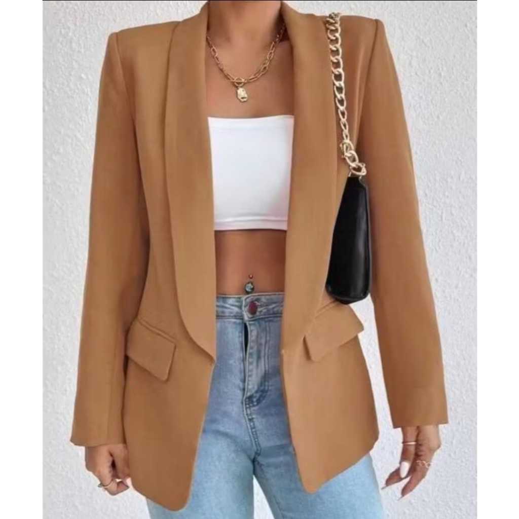 Max Blazer Feminina LongoTesido Alfaiataria Social