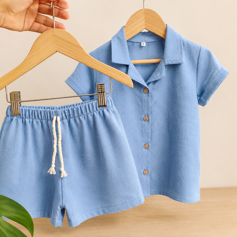 Conjunto Infantil Menino Verão Camisa com Botõe