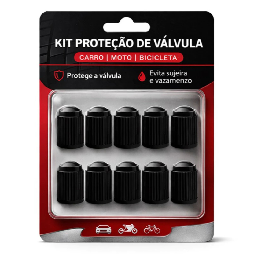 Kit 10 Tampinhas de Bico de Pneu  Universal, Resis