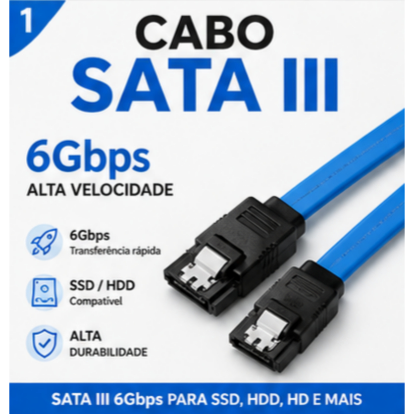 Cabo SATA III 6Gbps Azul Para SSD HDD HD Desktop A