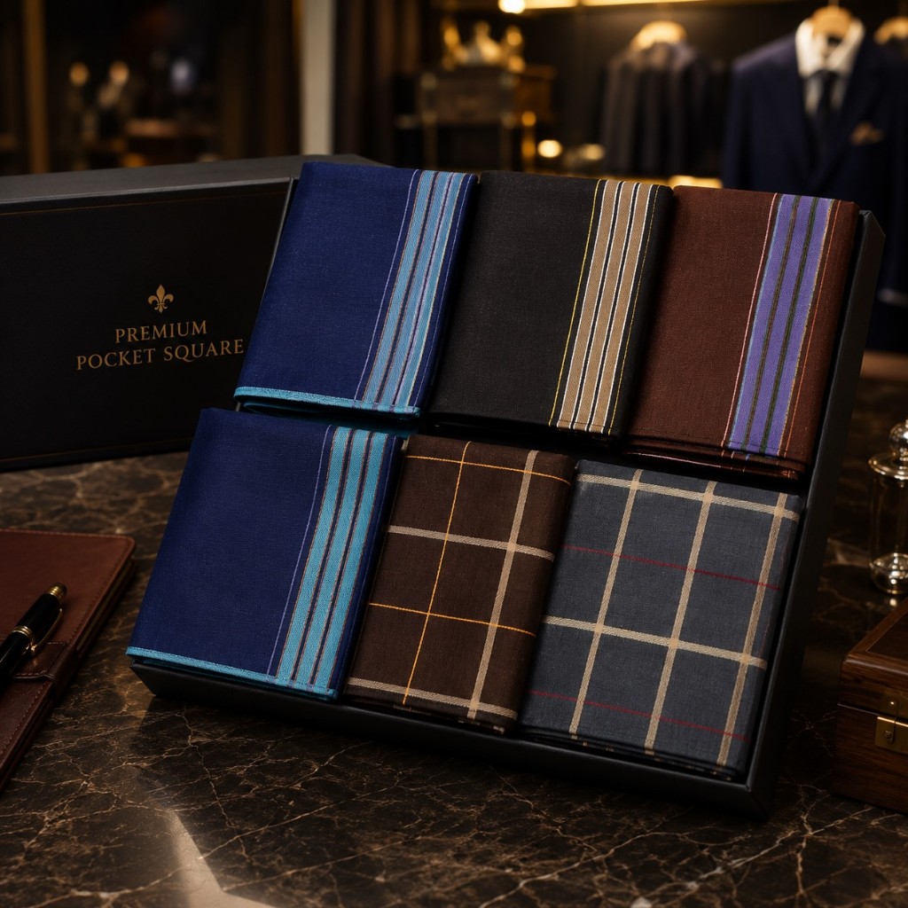 Kit Lenço de Bolso Masculino Social Pocket Square