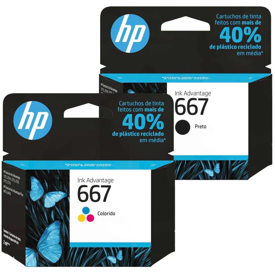 Cartuchos HP 667 Original Preto 3YM79AB + Color 3Y