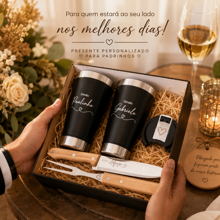 Kit Churrasco e Copo Térmico Personalizado, Lembr