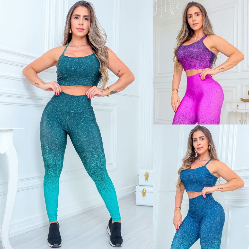 Conjunto Feminino Degrade Legging Modela Cintura +