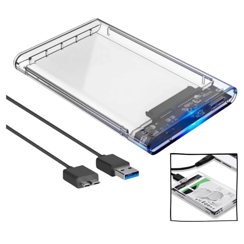 Case HD Externo USB 3.0 Transparente Para HD/SSD S