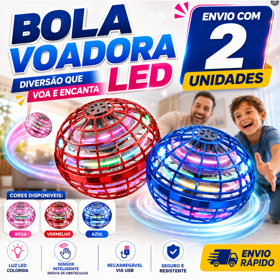 2Pcs Brinquedo Bola Voadora LED Bola Voadora Mági