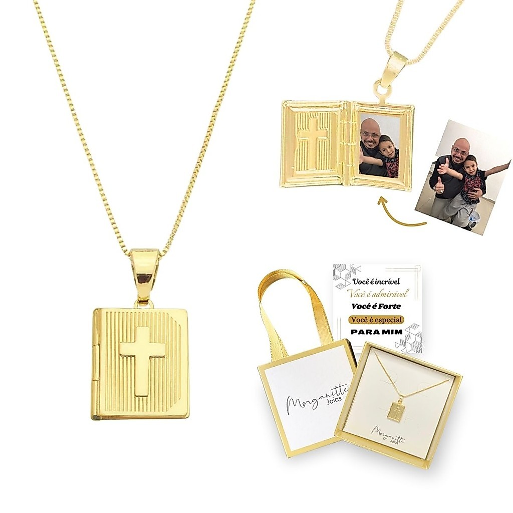 Relicário Biblia Colar Masculino Ouro 18k Persona