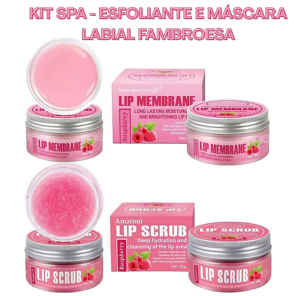 Kit Esfoliante e Máscara Labial de Framboesa para