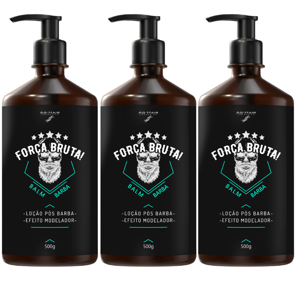 Kit 3 Balm Força Bruta Barba Forte Saudável e Be