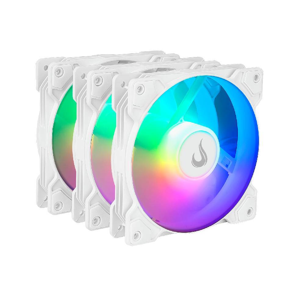Kit C/3 Ventoinhas Rise Mode X 120mm ARGB Branco
