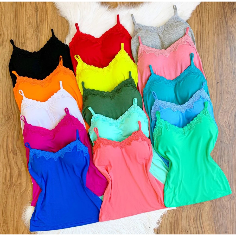 Blusinha Viscolaycra Feminina Alcinha Bojo Renda A