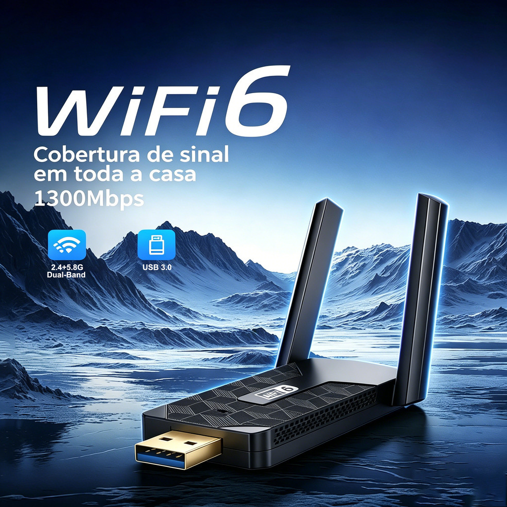 Adaptador Wireless WiFi Mini 2 Antenas Dual Band 1