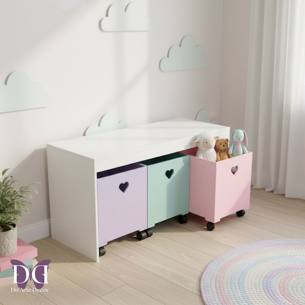 Organizador de Brinquedos Bancada Infantil 3 Gavet