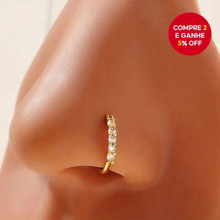 Anel De Nariz Elegante Luxuoso Ajustável Zircão 