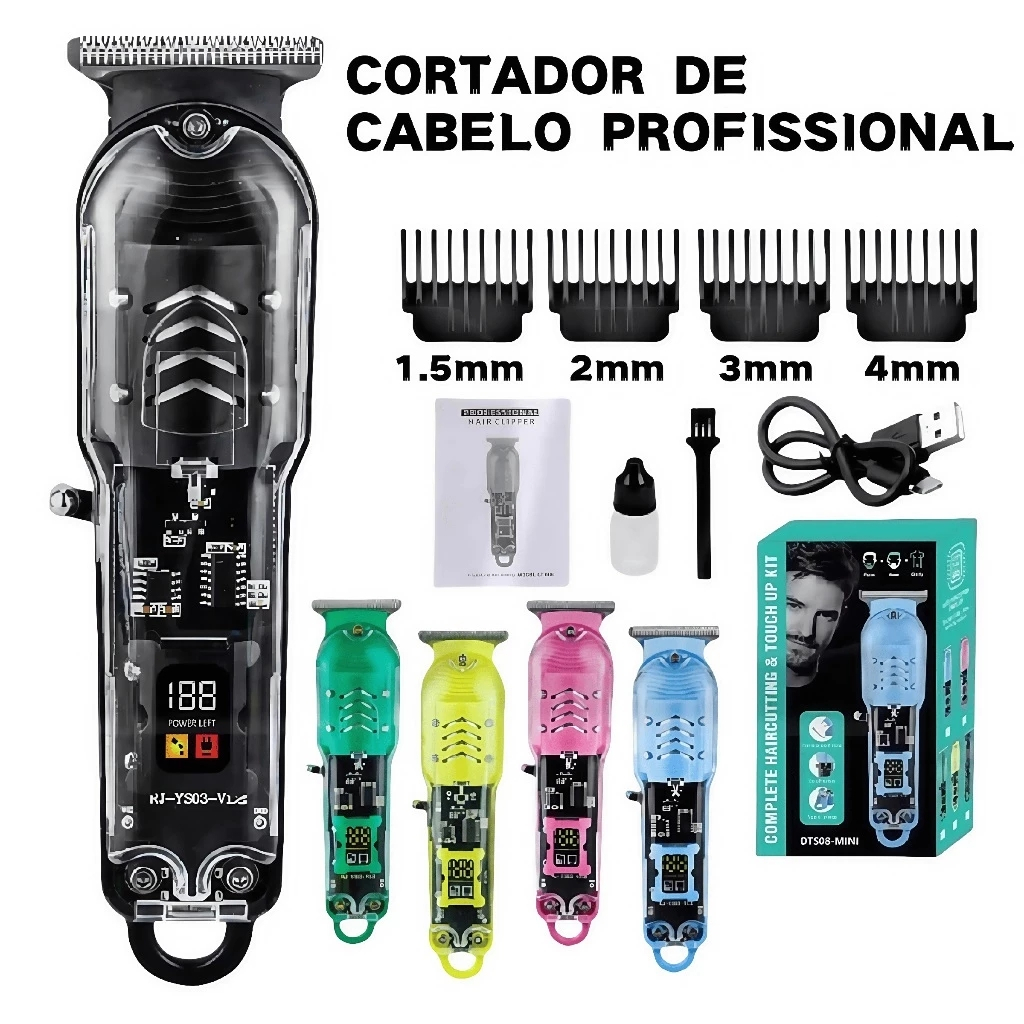 Máquina de Cortar Cabelo Profissional Transparent
