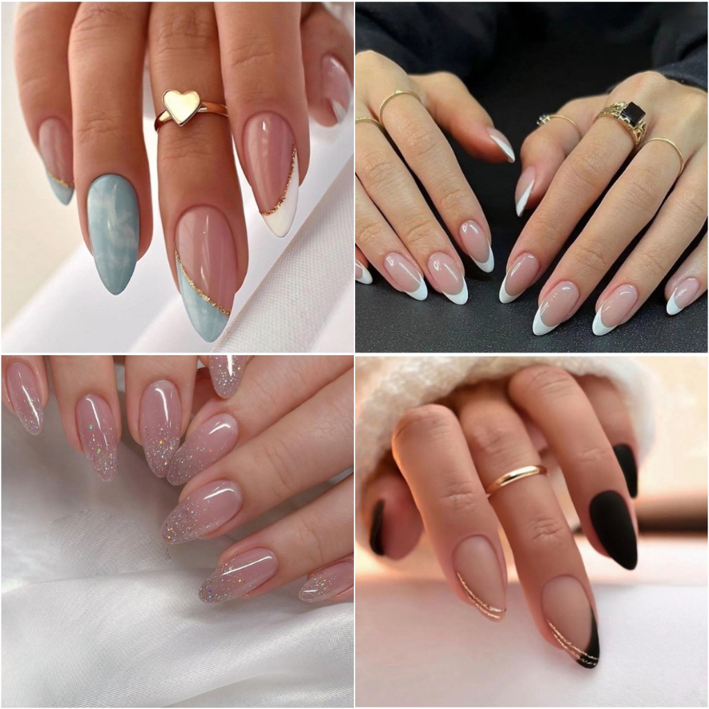 24 Peças/Caixa De Novas Unhas Falsas Em Formato D