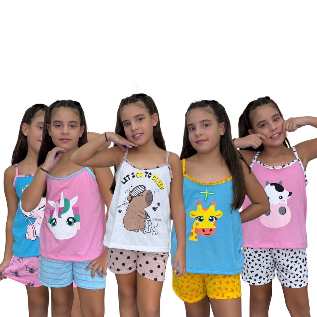 Pijama feminino INFANTIL short dool de Verão Alc