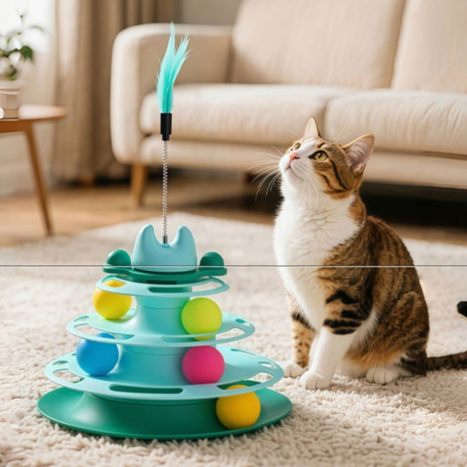 Torre de Brinquedo para Gatos de 4 Andares, com 3